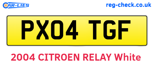 PX04TGF are the vehicle registration plates.