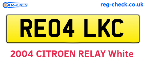 RE04LKC are the vehicle registration plates.