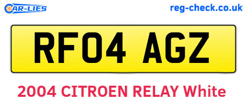 RF04AGZ are the vehicle registration plates.