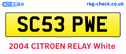 SC53PWE are the vehicle registration plates.