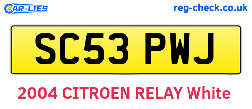 SC53PWJ are the vehicle registration plates.