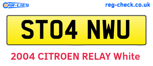 ST04NWU are the vehicle registration plates.