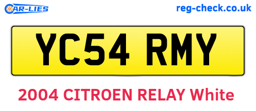 YC54RMY are the vehicle registration plates.
