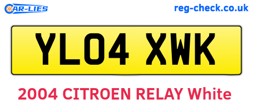 YL04XWK are the vehicle registration plates.