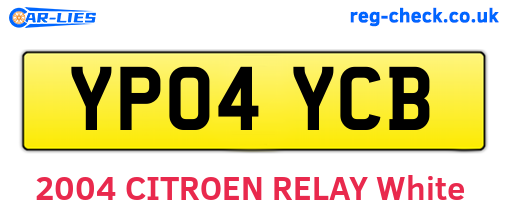 YP04YCB are the vehicle registration plates.