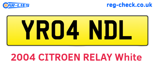 YR04NDL are the vehicle registration plates.