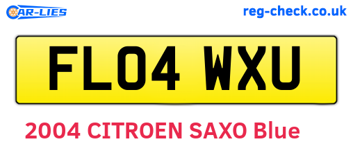 FL04WXU are the vehicle registration plates.