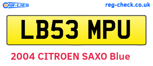 LB53MPU are the vehicle registration plates.
