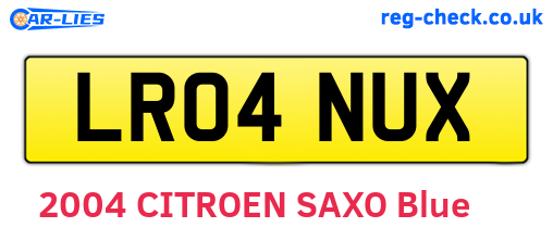 LR04NUX are the vehicle registration plates.