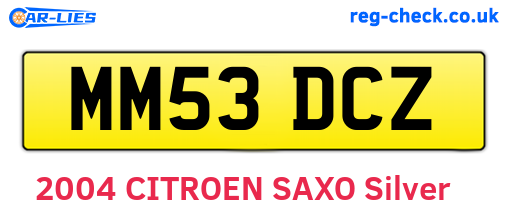 MM53DCZ are the vehicle registration plates.
