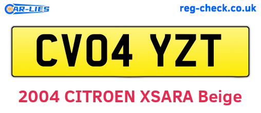 CV04YZT are the vehicle registration plates.