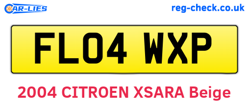 FL04WXP are the vehicle registration plates.
