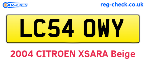 LC54OWY are the vehicle registration plates.