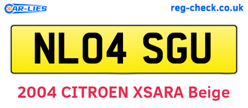 NL04SGU are the vehicle registration plates.