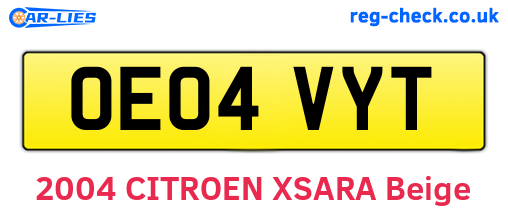 OE04VYT are the vehicle registration plates.
