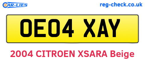 OE04XAY are the vehicle registration plates.
