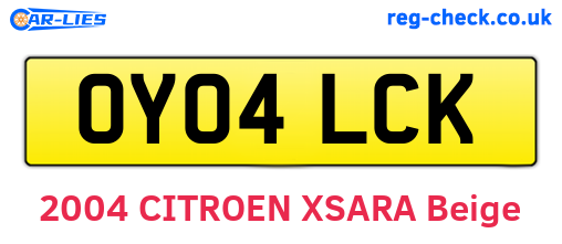 OY04LCK are the vehicle registration plates.