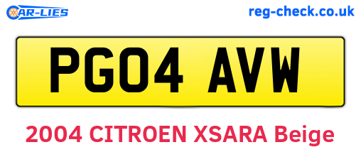 PG04AVW are the vehicle registration plates.