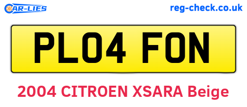 PL04FON are the vehicle registration plates.