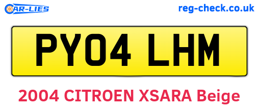 PY04LHM are the vehicle registration plates.