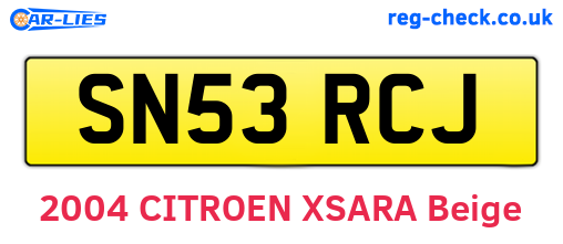 SN53RCJ are the vehicle registration plates.