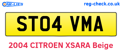 ST04VMA are the vehicle registration plates.