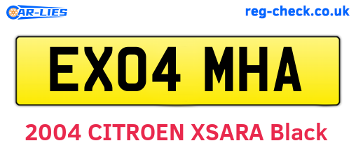 EX04MHA are the vehicle registration plates.