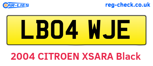 LB04WJE are the vehicle registration plates.