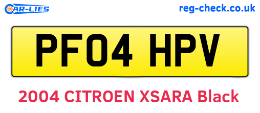 PF04HPV are the vehicle registration plates.
