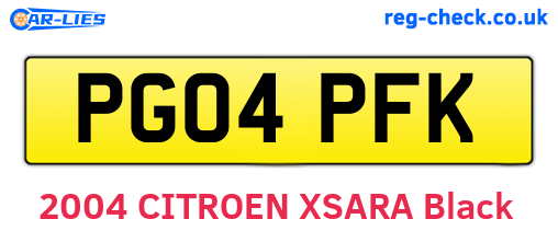 PG04PFK are the vehicle registration plates.