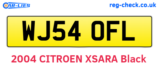WJ54OFL are the vehicle registration plates.