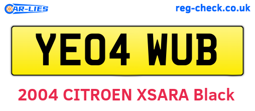YE04WUB are the vehicle registration plates.