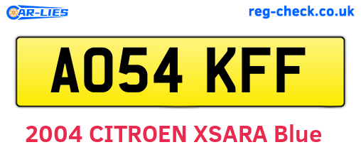 AO54KFF are the vehicle registration plates.