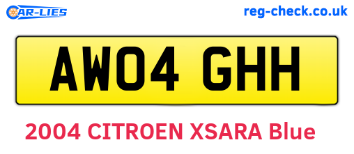 AW04GHH are the vehicle registration plates.