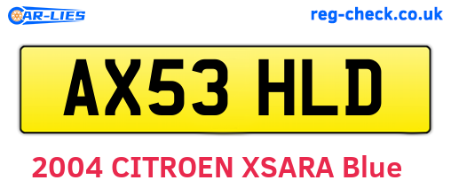 AX53HLD are the vehicle registration plates.
