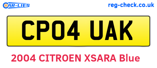 CP04UAK are the vehicle registration plates.