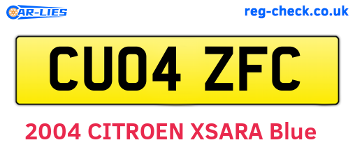 CU04ZFC are the vehicle registration plates.
