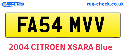 FA54MVV are the vehicle registration plates.