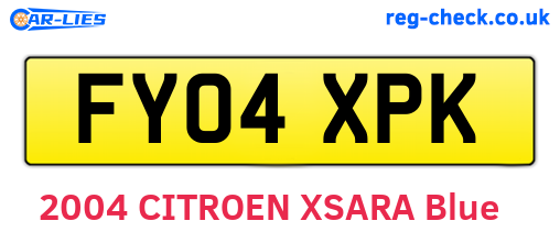 FY04XPK are the vehicle registration plates.