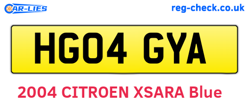 HG04GYA are the vehicle registration plates.