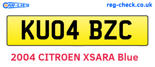 KU04BZC are the vehicle registration plates.