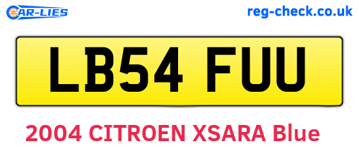 LB54FUU are the vehicle registration plates.