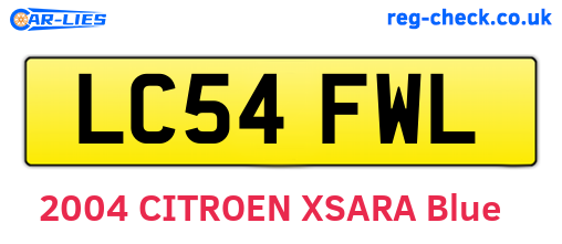 LC54FWL are the vehicle registration plates.