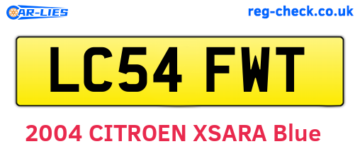 LC54FWT are the vehicle registration plates.