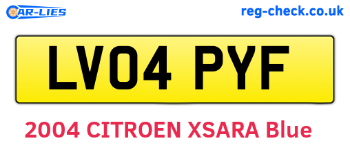 LV04PYF are the vehicle registration plates.