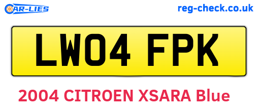 LW04FPK are the vehicle registration plates.