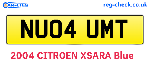 NU04UMT are the vehicle registration plates.
