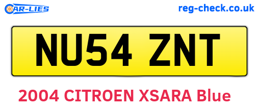 NU54ZNT are the vehicle registration plates.