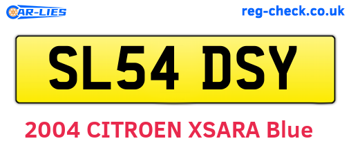 SL54DSY are the vehicle registration plates.