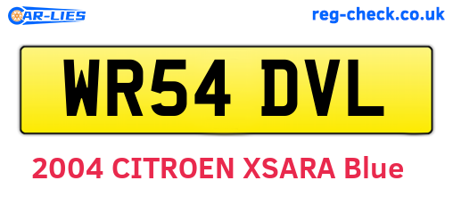 WR54DVL are the vehicle registration plates.